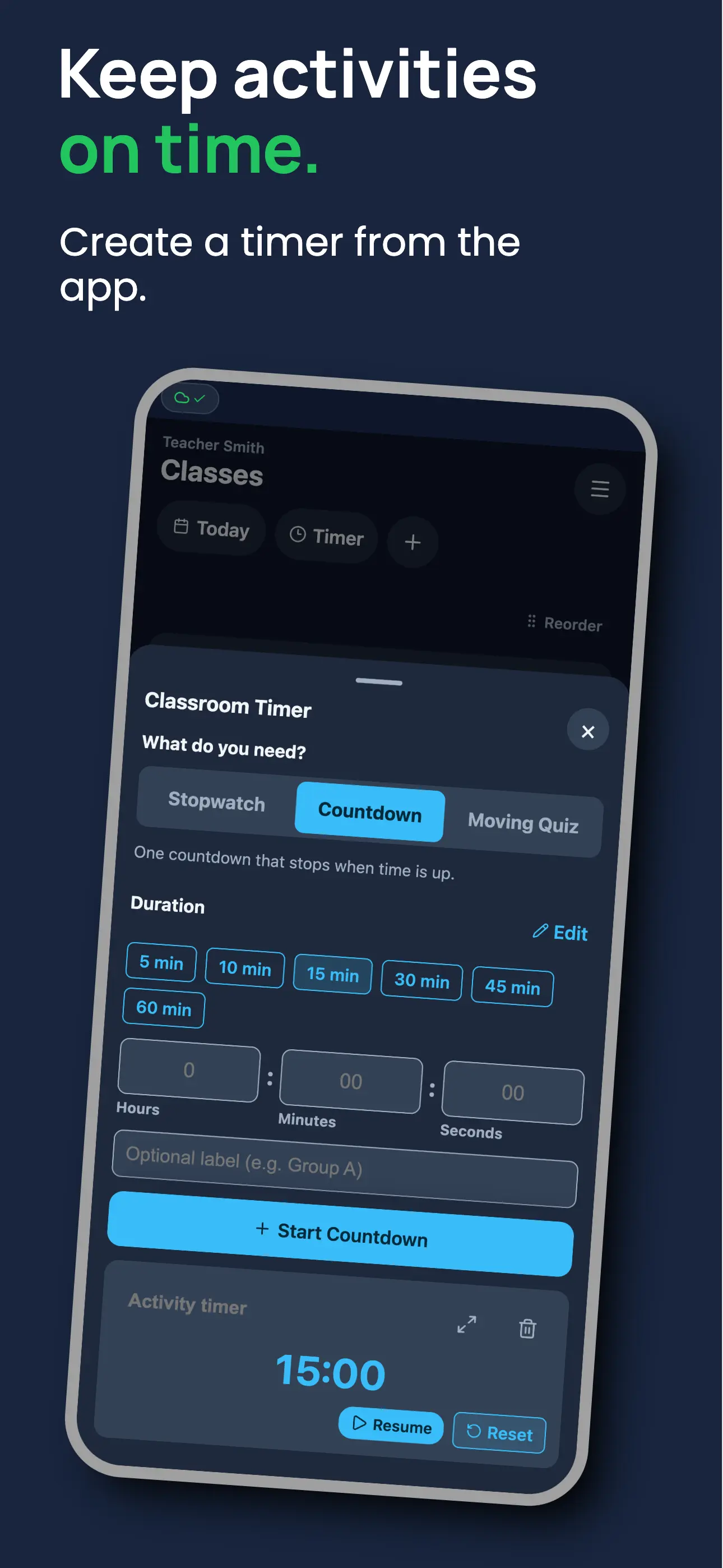 MarkIT classroom countdown timer for activities